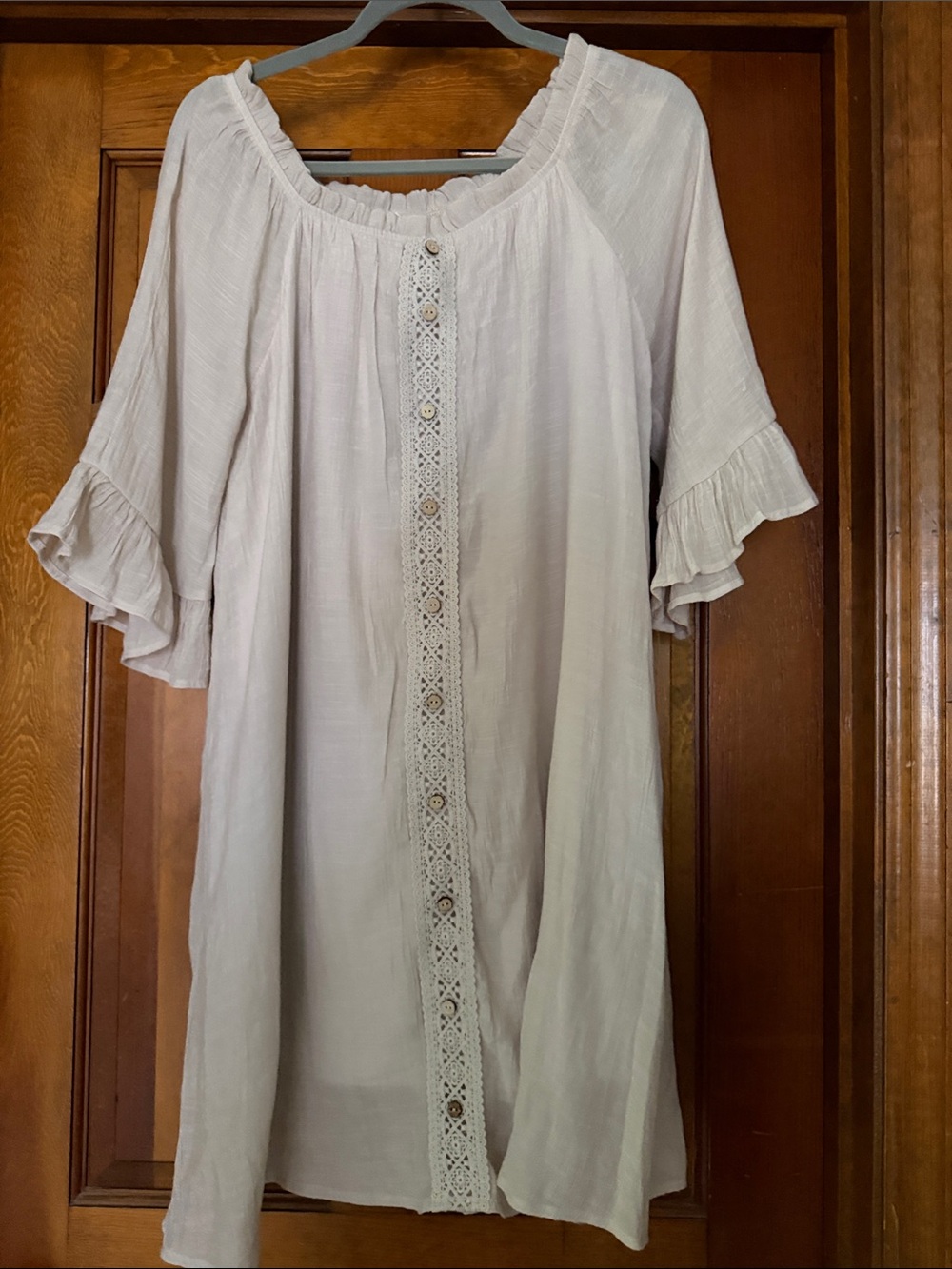 NAIF Cream Boho Tunic with Lace-Trim Front